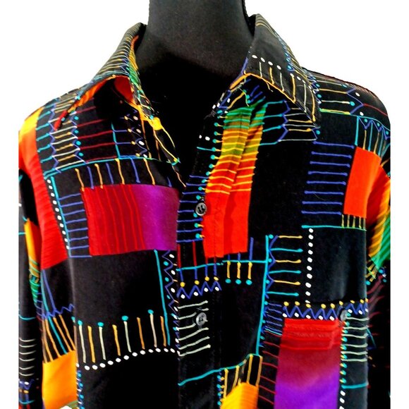NWOT Vtg 80s Men's Panhandle Slim Colorful Western Button Down Shirt XL 17-17.5 - Picture 6 of 15